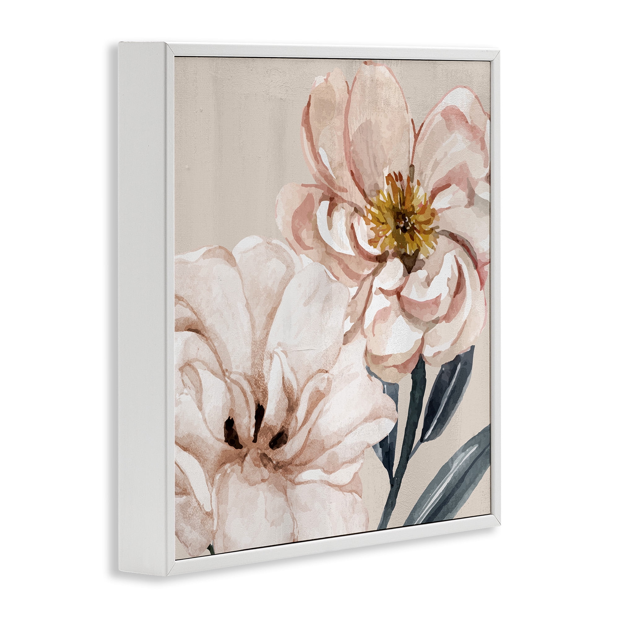 Stupell Industries Organic Pink Poppy Petals Botanical & Floral Painting White Framed Art Print Wall Art, 17 x 17