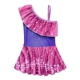 thumbnail image 2 of Girls One Shoulder Swimsuit Kids Cartoon One Piece Bikini Bathing Suit Skirt, 2 of 7