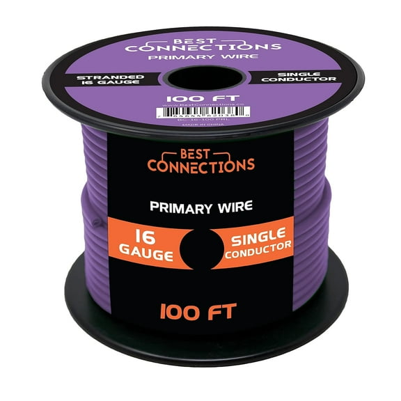 Audiopipe 16 GA 100 feet Purple Car Audio Home Primary Remote Wire LED