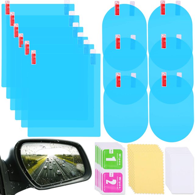 12 Pcs Rear View Car Mirror Film Rainproof Waterproof Mirror Film Anti Fog Nano Glaze Car Film For Car Mirrors And Side Windows