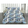 thumbnail image 2 of Ambesonne Tropical Boho Quilted Coverlet 3 Pcs, Abstract Brush Palm, King Size, Deep Sky Blue Ceil Blue, 2 of 4