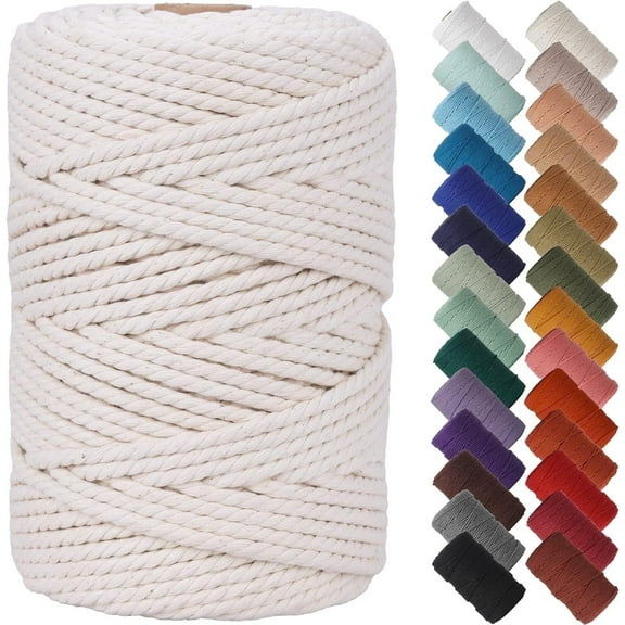 RUseeN Macrame Cord 3mm x 109yards, Colored Macrame Rope Cotton Rope Macrame Yarn, Colorful Cotton Craft Cord for Wall Hanging, Plant Hangers, Crafts, Knitting