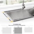 thumbnail image 4 of Ikerall 17.7" x 15.5" Roll Up Dish Drying Rack Over Sink Drying Rack Sink Cover Kitchen Sink Accessories Gadget Multipurpose Organizer Foldable Stainless Steel Drainer (Grey), 4 of 8