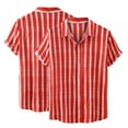 thumbnail image 3 of Mchoice Beach Shirts for Men,Men's Vacation Striped Shirts Casual Short Sleeve Button Down Printed Summer Vintage Beach Tops on Clearance, 3 of 5