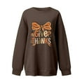 thumbnail image 4 of Fiaer Thanksgiving Sweatshirts for Women Letter Bow Graphic Plus Size Pullover Loose Fit Crew Neck Long Sleeve Tops Brown XL, 4 of 4