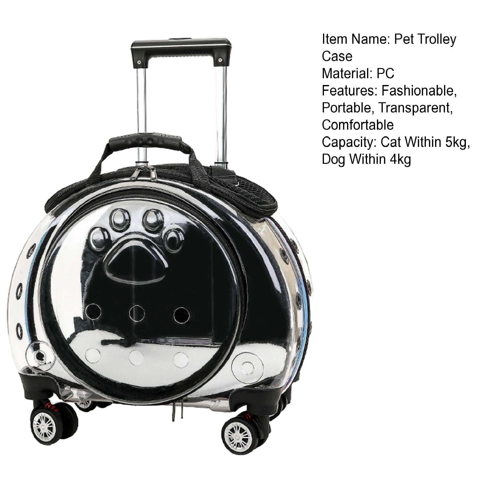 Aqzb Pet Trolley Case Clear Ventilation Holes Silent Wheels Convenient Portable Cats Dogs Backpack for Travel _Clearance Storage Holder