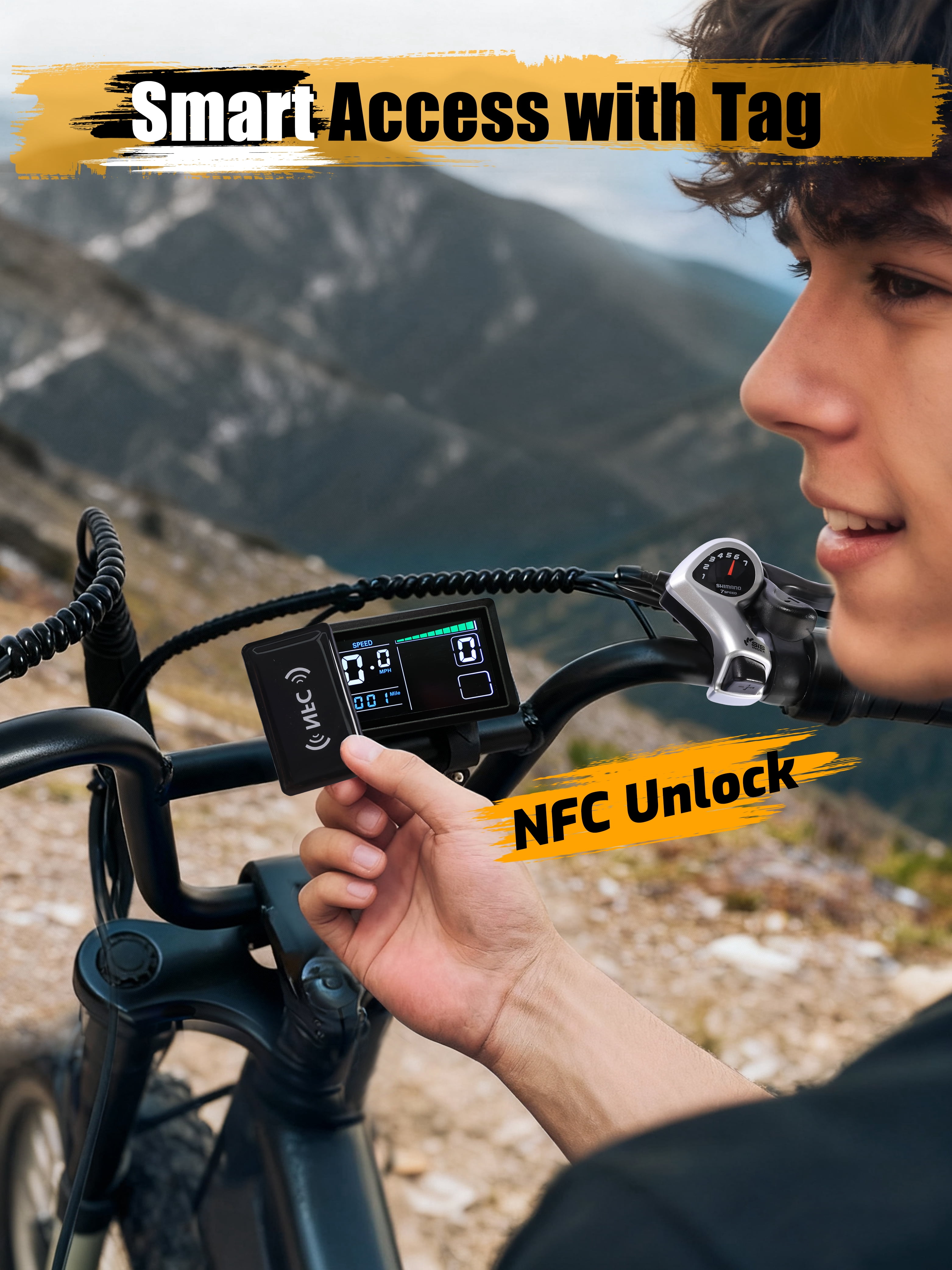 ESKUTE Electric Bike for Adults, 29MPH Dirt E-Bike, 48V 20.8Ah Battery, 20"x4.0" Fat Tires, 80-Mile Range, NFC Unlock, 7-Speed, Dual Suspension, Black with Phonebag & Lock