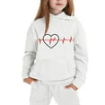 thumbnail image 4 of Kids White Tracksuit 2-Piece Set, Unisex Hoodie and Joggers with Heart Graphic, Comfy Sweatsuit for Boys Girls Play & Lounge Wear Ages 4-12 Years,Size 3-4T, 4 of 5