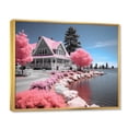 thumbnail image 2 of Designart "Memorable Pink Lakeshore I" Lake House Cottage Floater Framed Wall Art Print, 2 of 7