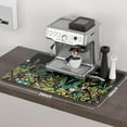 thumbnail image 2 of Coffee Mat, 16" x 24" Cute Flower Theme Coffee Bar Mats for Espresso Machine Station Accessories and Organizer, Hide Stain Rubber Backed Absorbent Dish Drying Pad for Kitchen Counter, Black, 2 of 7