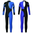 thumbnail image 4 of MSemis Kids Girls Ballet Tights Costumes Long Sleeve Gymnastic Full Body Leotards Unitards Jumpsuit Navy Blue 6, 4 of 5