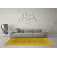 thumbnail image 3 of Ahgly Company Machine Washable Indoor Square Oriental Yellow Traditional Area Rugs, 5' Square, 3 of 4
