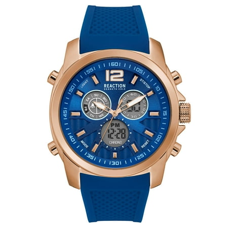 Kenneth Cole Reaction Men's Rosegold Case Blue Dial Blue Silicone Strap (Best Blue Dial Watches)