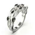 thumbnail image 2 of 0.36ct Marquise black diamond moissanite Blooming Willow Wedding Ring 18K White Gold Over Silver, 2 of 4