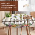thumbnail image 4 of Thanksgiving Pumpkins Round Tablecloth, Fitted Table Cover with Elastic for 36"-44" Round Tables, Fall Leaves Country Wildflowers Fence Table Cloth Outdoor Indoor Dinning Party Waterproof Tablecloths, 4 of 7