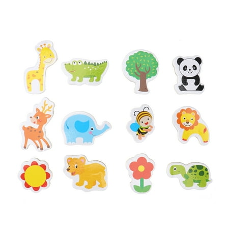 

64pcs Creative Cartoon Animal Fridge Magnet Funny Wooden Fridge Magnets Home Decoration (Random Style)