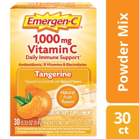 Emergen-C Vitamin C Powder, Tangerine, 1000mg, (Best Form Of Vitamin C For Absorption)