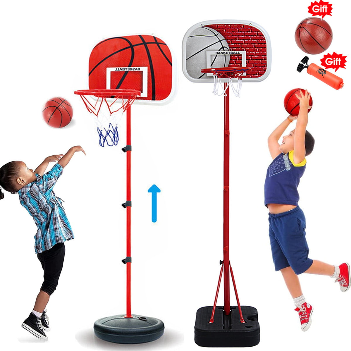108cm Adjustable Free Standing Basketball Hoop Net Kids Backboard Stand Rack Set 