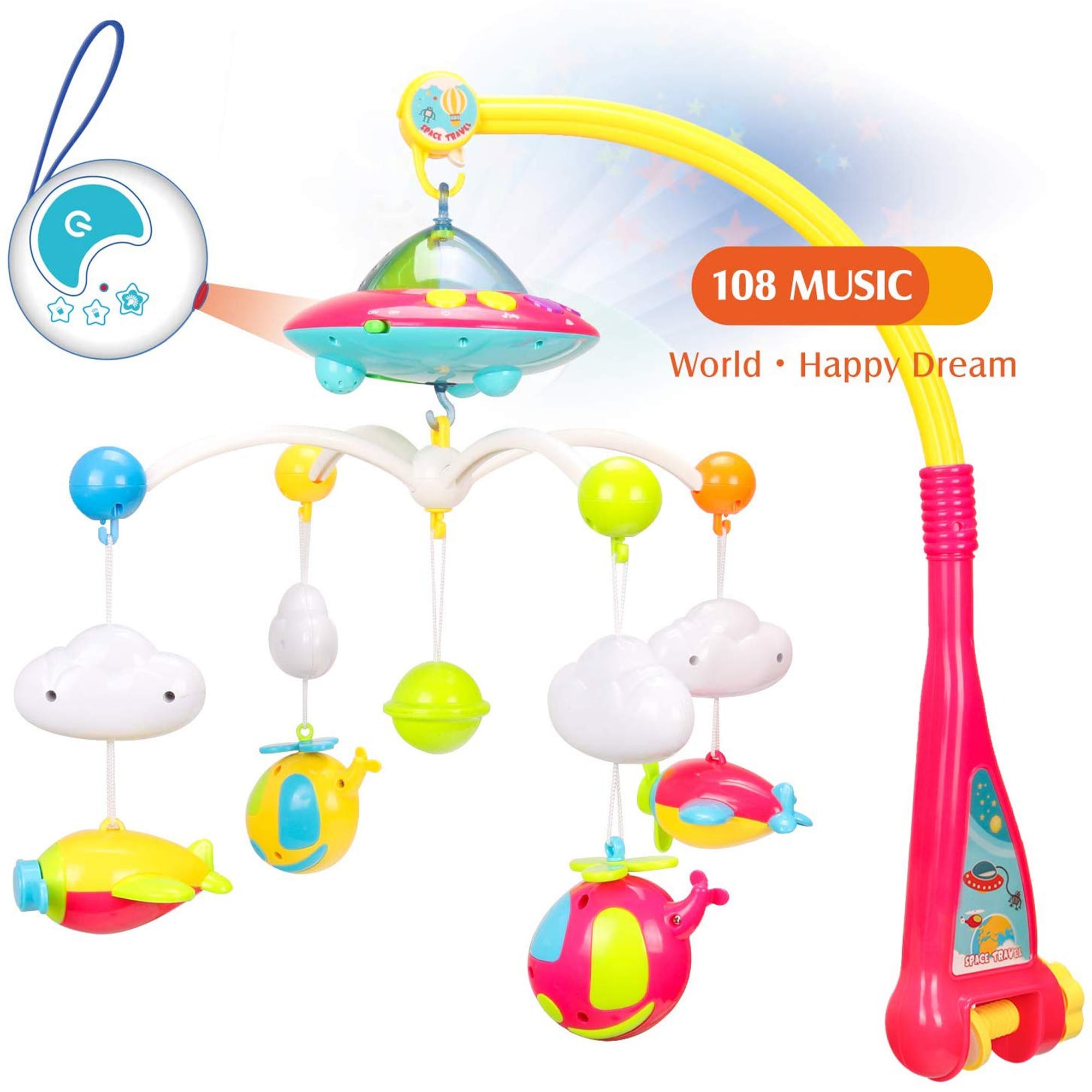 IMAGE Nursery Musical Mobile, Baby Crib Mobile Rotating Music Box