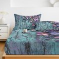 thumbnail image 6 of Twin XL Size Fitted Sheet Set - Purple Floral 2 Piece Bedding Sets 16" Deep Pocket Fitted Sheet with 1 Pillowcases, Vintage Cracked Wall Country Rustic Brushed Microfiber Hotel Luxury Bed Sheets, 6 of 9