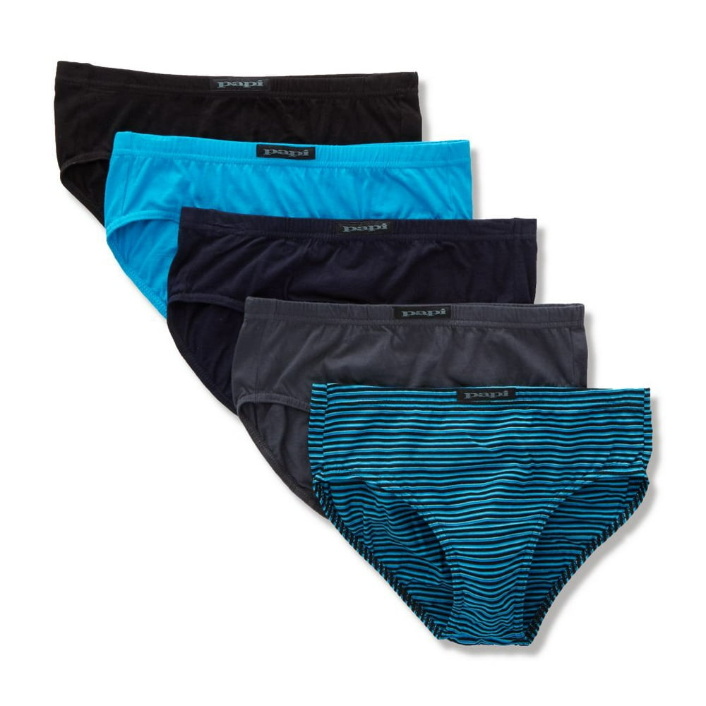papi Men's Papi 554151 Pure Cotton Stripe Low Rise Briefs 5 Pack