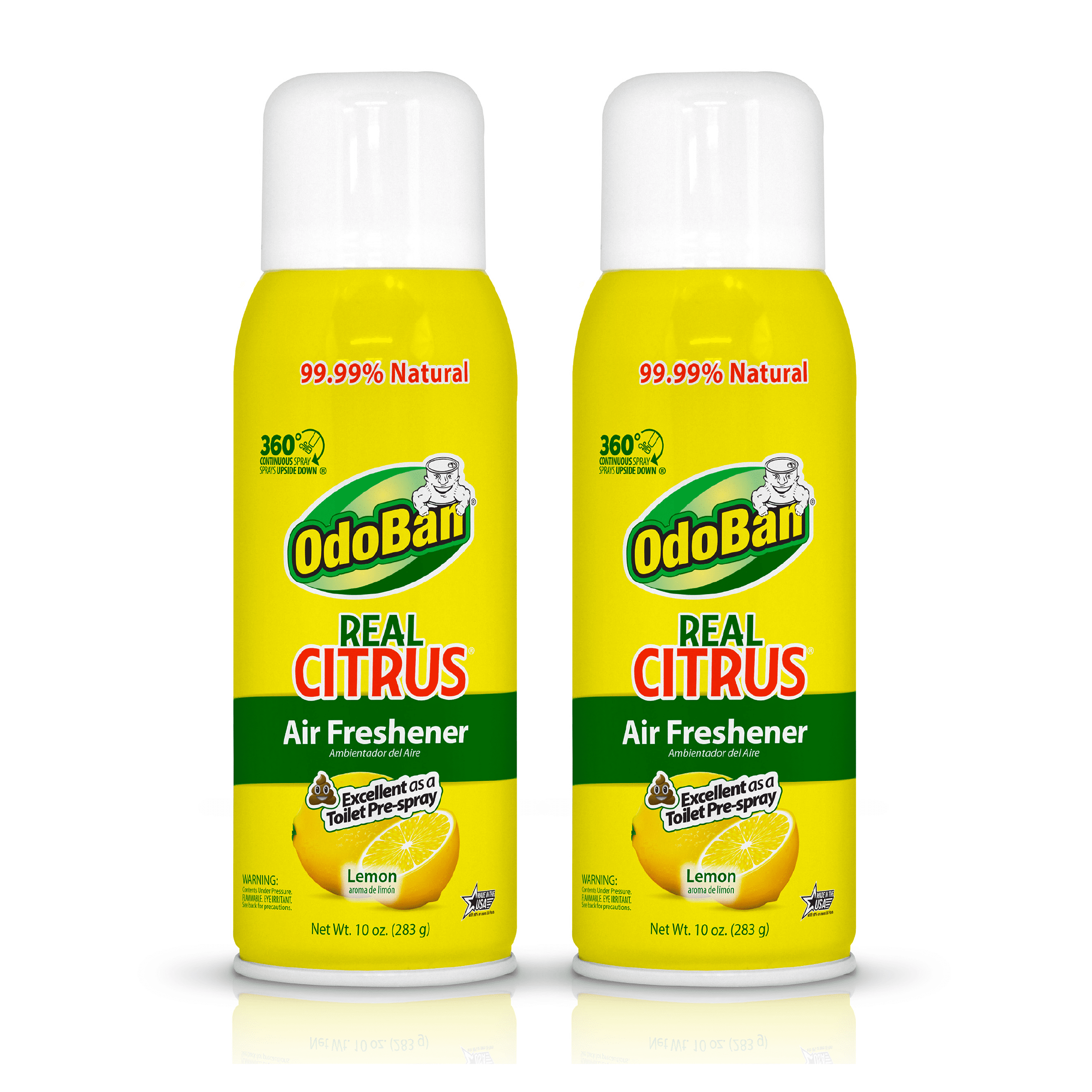 OdoBan Real Citrus Lemon Air Freshener 360 Continuous Spray, 10 Ounce