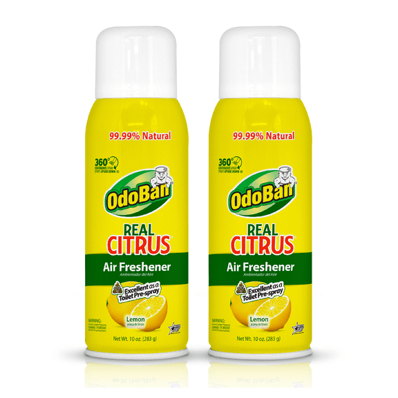 OdoBan Real Citrus Lemon Air Freshener 360 Continuous Spray, 10 Ounce, 2 Pack
