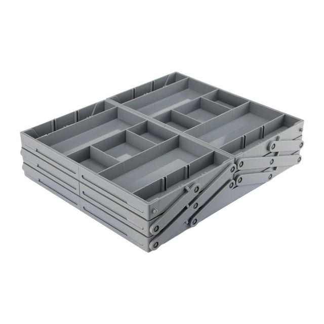 Luzkey Folded Drawer Organizer Drawer Organizer Tray 2 Row Storage Box Drawer Bins for Office Desk Kitchen Utensils Cutlery Flatware 3 Tier 25x30x6.8cm