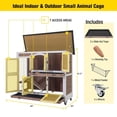 thumbnail image 4 of Aivituvin Wood Rabbit Hutch Bunny Cage with Wheel, Two Layer Guinea Pig House for Outdoors & Indoors, Brown, 4 of 8