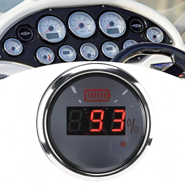 Battery Monitor Gauge Waterproof Digital Meter Digital Gauge With Alarm 52Mm 2in Battery Digital Gauge Waterproof AntiFog Meter 12V With Smart Alarm For Ships Electric Vehicles