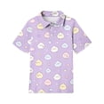thumbnail image 4 of Girl School Uniform Short Sleeve Henley Cute Cartoon Animal Print Polo Shirts Button Closure Comfy Active T Shirts, 150, 4 of 5