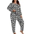 thumbnail image 5 of FDGIU Women's Plus Size Pajama Set - 2 Piece Soft Heart Printed Loose Fit Long Sleeve Long Pants Loungewear for Valentine's Day, 5 of 5