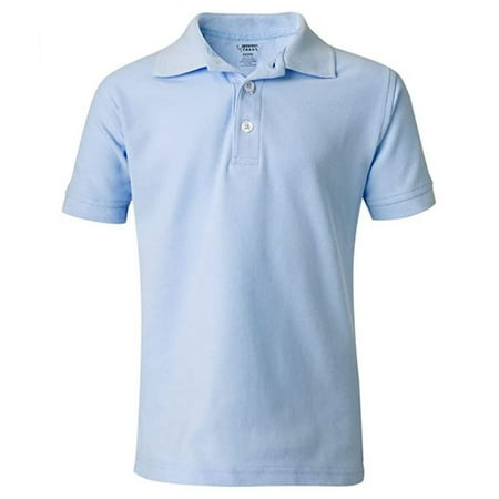 French Toast Boys Short Sleeve Knit Polo Shirt, Blue, 14