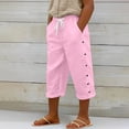 thumbnail image 2 of WERYOUNG Girl's Pants Solid Color Elastic Waist Kids Casual Wear Loose Fit Straight Leg Trousers With Side Snap Button Holiday Vacation Versatile Soft Children Slacks, 2 of 5