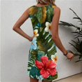 thumbnail image 3 of Hawaiian Print Dress, Casual Summer Frock with Crew Neck and Soft Fabric for Women for Pool Party Holiday Trips Light Blue XXL, 3 of 3