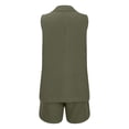 thumbnail image 6 of VBVC Women's Sleeveless Blazer 2 Piece Shorts Set, Double Breasted Vest and Matching Suit Outfit with Pockets,Army Green,S-2XL, 6 of 6