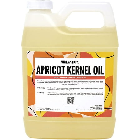 Sheanefit Cold Pressed Refined Apricot Kernel Oil Lightweight Base Carrier Oil - 32oz