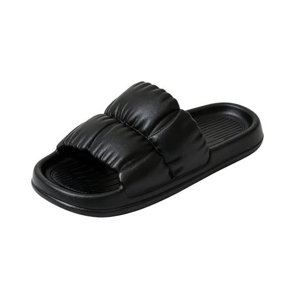 Domuza Mens Puffy Petal‑Shaped Strap All‑Season EVA House Slippers, Thick Cushioned Non‑slip Indoor Slide Sandals