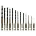 thumbnail image 2 of Twist Drill Bit, 1/4in Hex Shank 13Pcs Fast Change Drilling Bits Wide Application 135 Split Point 1.5-6.5mm  For Plastic, 2 of 8