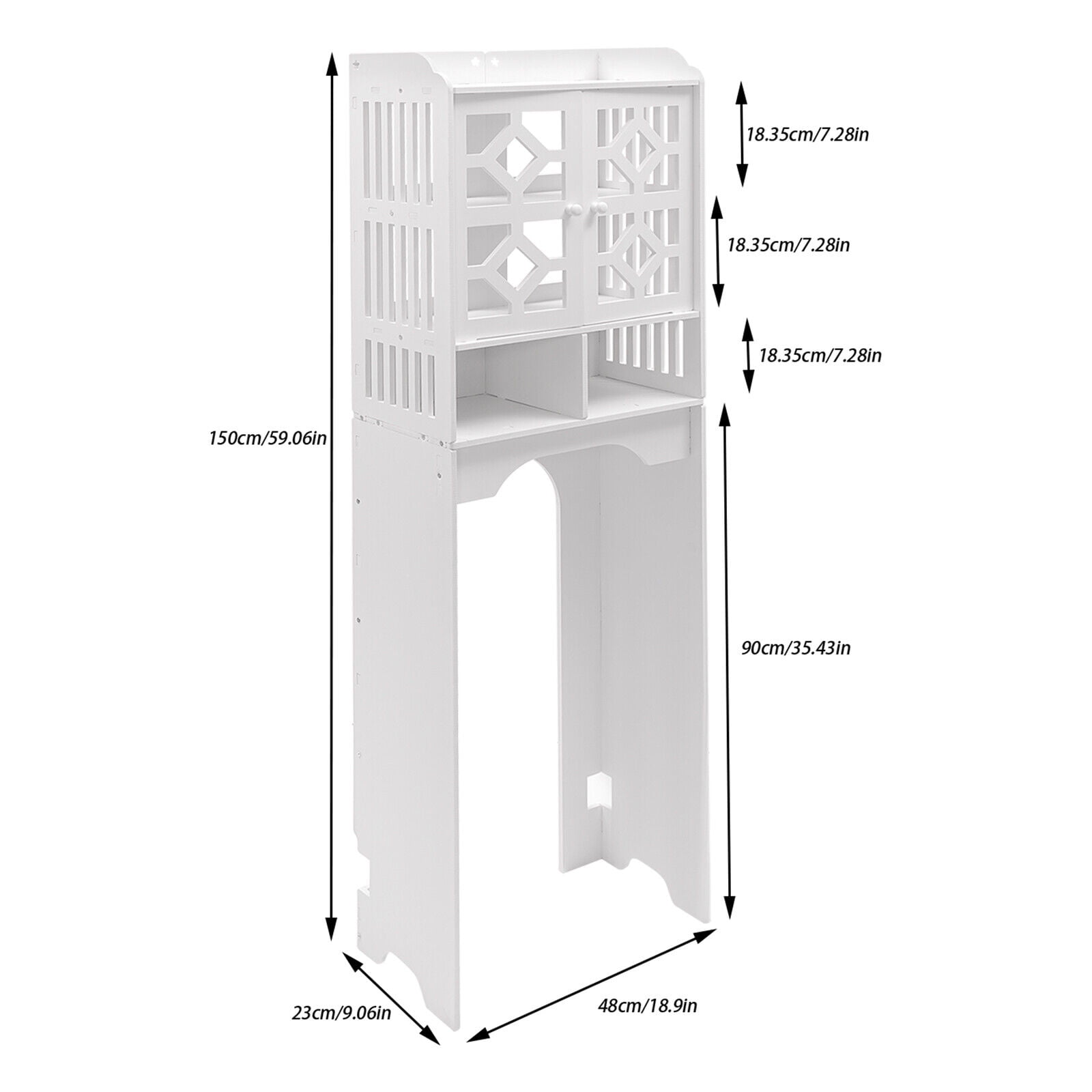Over The Toilet Storage Cabinet, 4 Tier Bathroom Organizer w/ Raised Leg