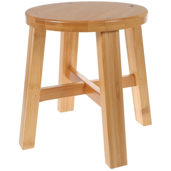 MERRYHAPY Brown Bamboo Stool for Kids and Home Nonslip Lightweight Practical Use 1Pc