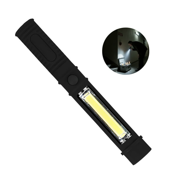 HIBIBUD Small Flashlight,Abs Material Led Flashlight,Cob Work Light Keychain Light,Black