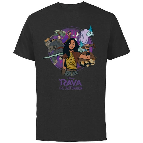 Disney Raya and the Last Dragon Raya and Crew - Short Sleeve Cotton T-Shirt for Adults - Customized-Black