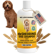 5-in-1 Deshedding Dog Shampoo & Conditioner, Infuses Skin & Coat with Vitamins & Omega 3 Fatty Acids, Anti-Shed for Puppies, Made in USA, Shed Control for Dogs, 16 oz [We Love Doodles]