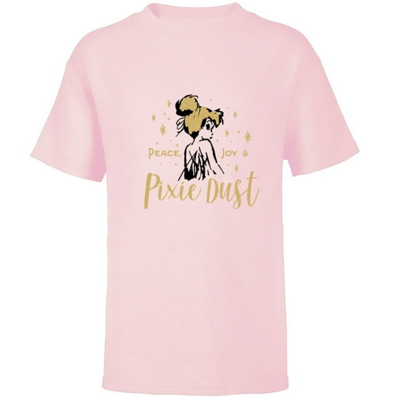 Disney Tinker Bell Peace Joy and Pixie Dust Holiday Standard - Short Sleeve T-Shirt for Kids – Customized-Soft Pink