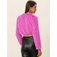 thumbnail image 4 of Abrigo de piel sintética de manga larga sin cuello, chaqueta corta con parte delantera abierta y corta para mujer Rosa Caliente S, 4 of 6