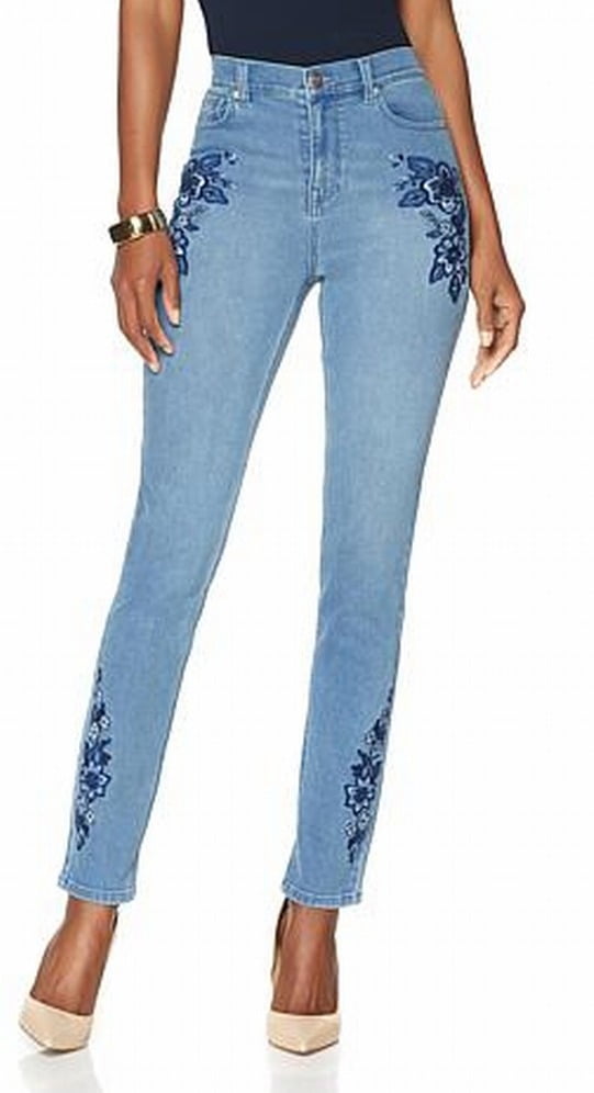 diane gilman embroidered jeans