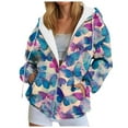 thumbnail image 2 of Kaprioy Womens Zip Up Oversized Hoodie Fall Fashion Clothing Trendy Numerous Butterfly Graphic Clothes Y2K Essentials Hoodie Blue, M, 2 of 6