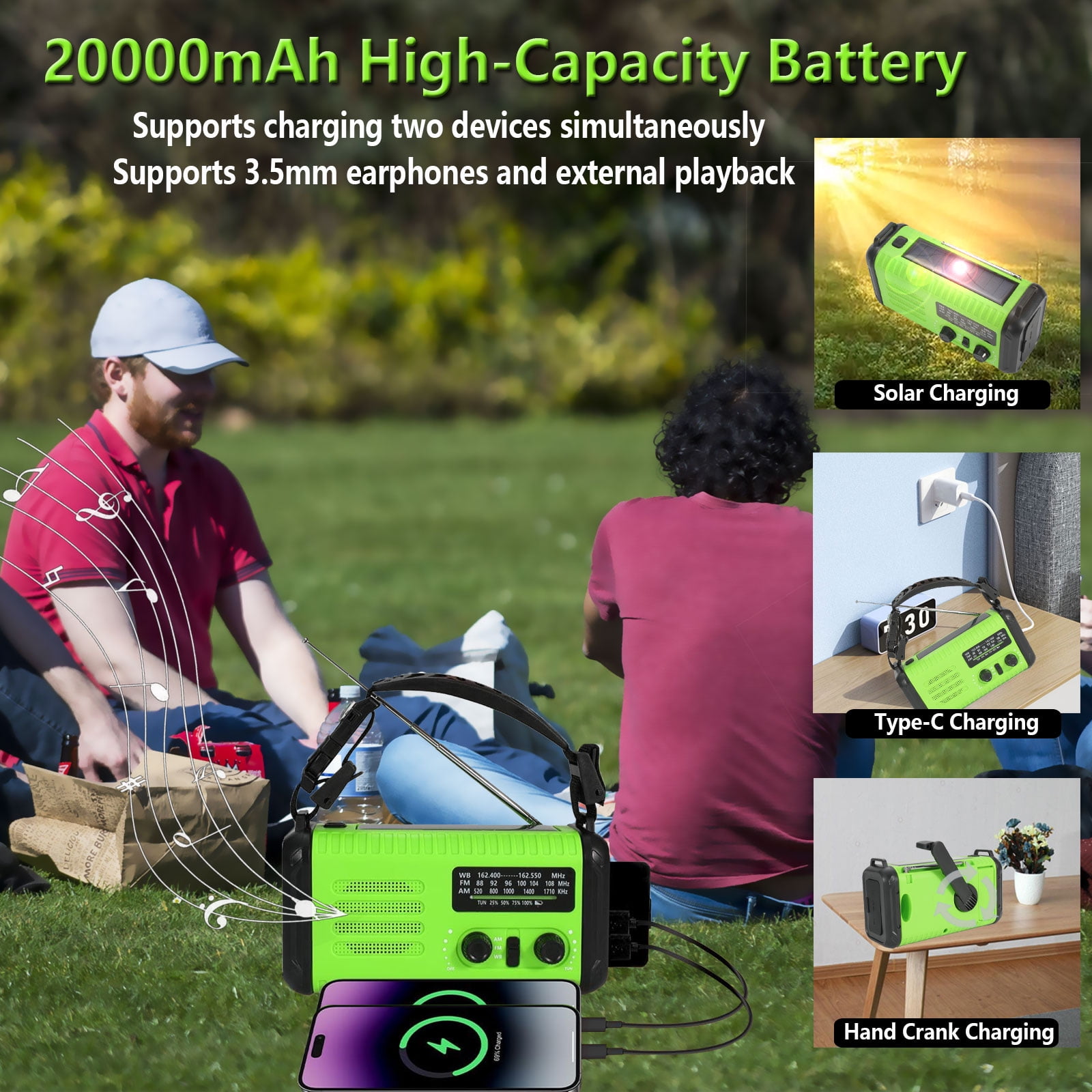 Emergency Radio Hand Crank Solar Charge Am Fm Radio With Light - View #6