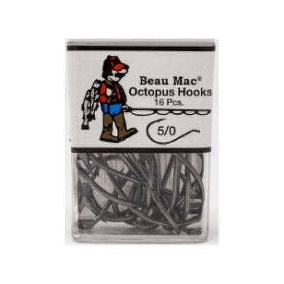 Beau Mac Octopus Hooks Black Size 5/0 BEAUKOB-5/0